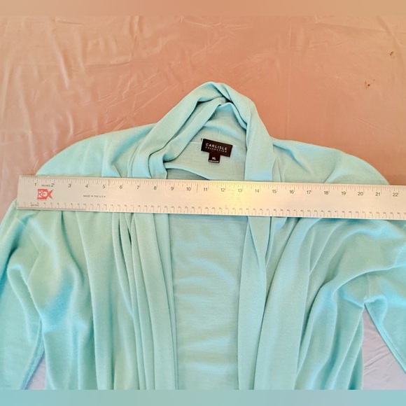 NWOT Carlisle Mint Green Cashmere Open Front Draped Cardigan Size XL MSRP $495 - Picture 5 of 10